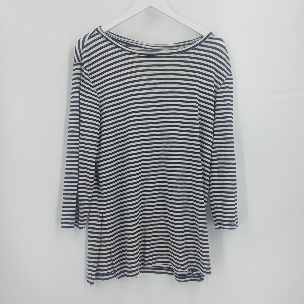 Old Navy Womens size Large Black White Striped Long Sleeve Scoop Neck Top Tunic